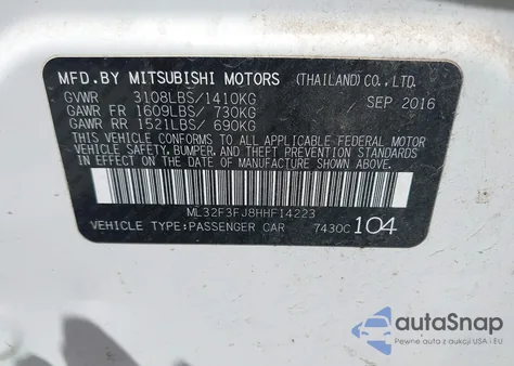 2017 Mitsubishi Mirage G4 Es z USA, uszkodzony, nr VIN ML32F3FJ8HHF14223